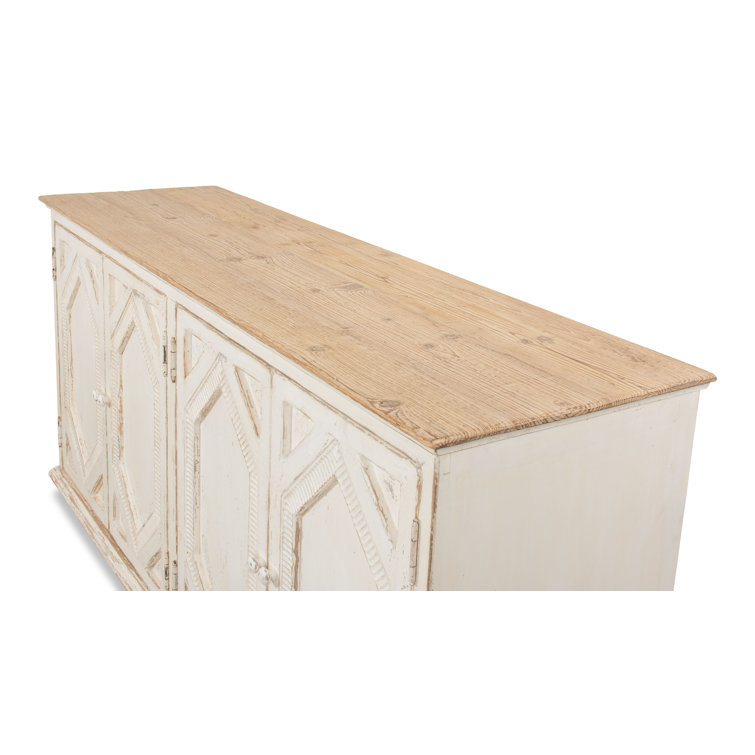 Blue and White Pine Diamond Pattern Sideboard