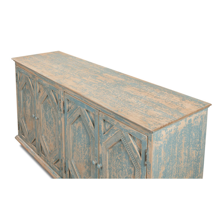 Blue and White Pine Diamond Pattern Sideboard