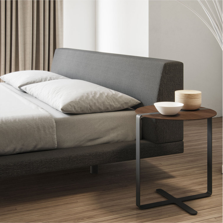 Walnut and Steel Rectangular Modern End Table