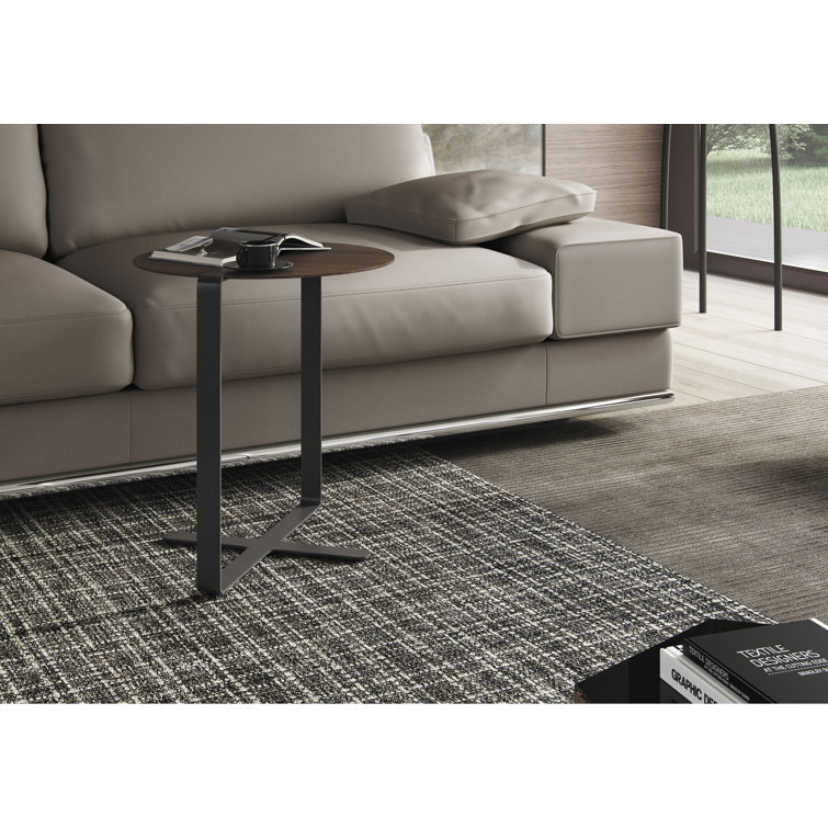 Walnut and Steel Rectangular Modern End Table
