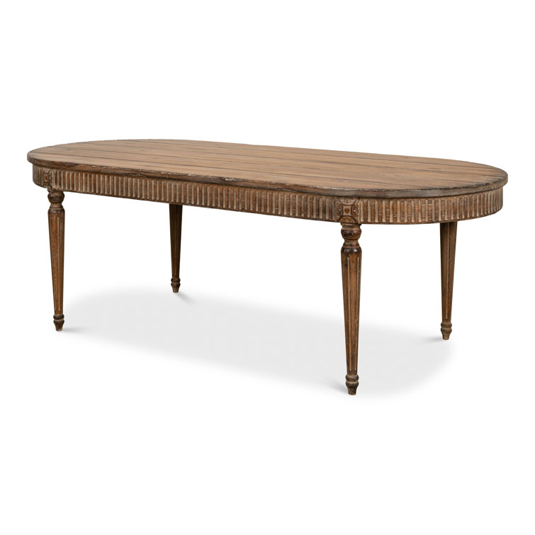 Brown Oval Extendable Wood Dining Table