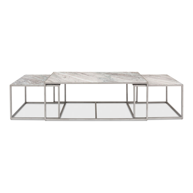 3-Piece Marble Top Nesting Coffee Table Set