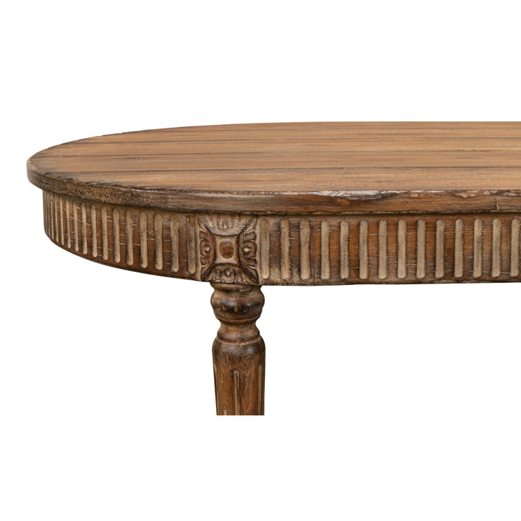 Brown Oval Extendable Wood Dining Table