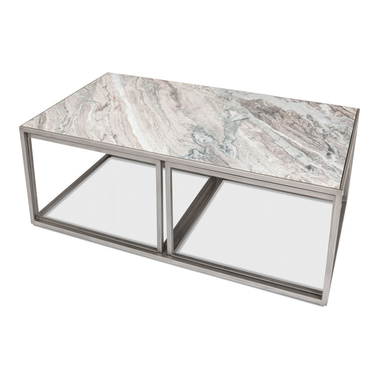 3-Piece Marble Top Nesting Coffee Table Set