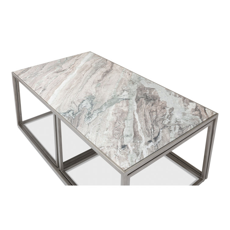 3-Piece Marble Top Nesting Coffee Table Set