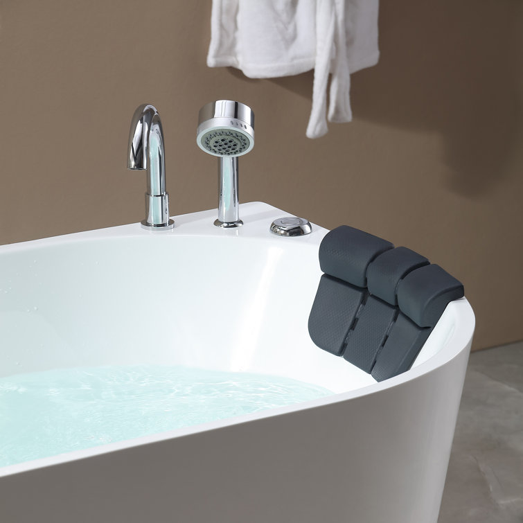 67'' White Acrylic Freestanding Whirlpool Bathtub with Faucet