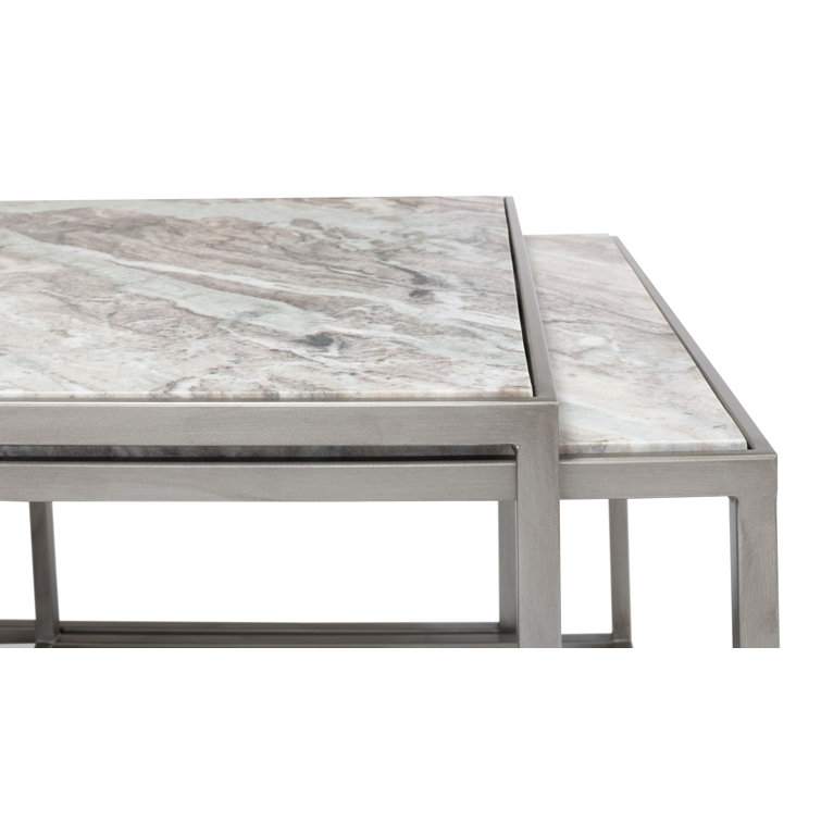 3-Piece Marble Top Nesting Coffee Table Set