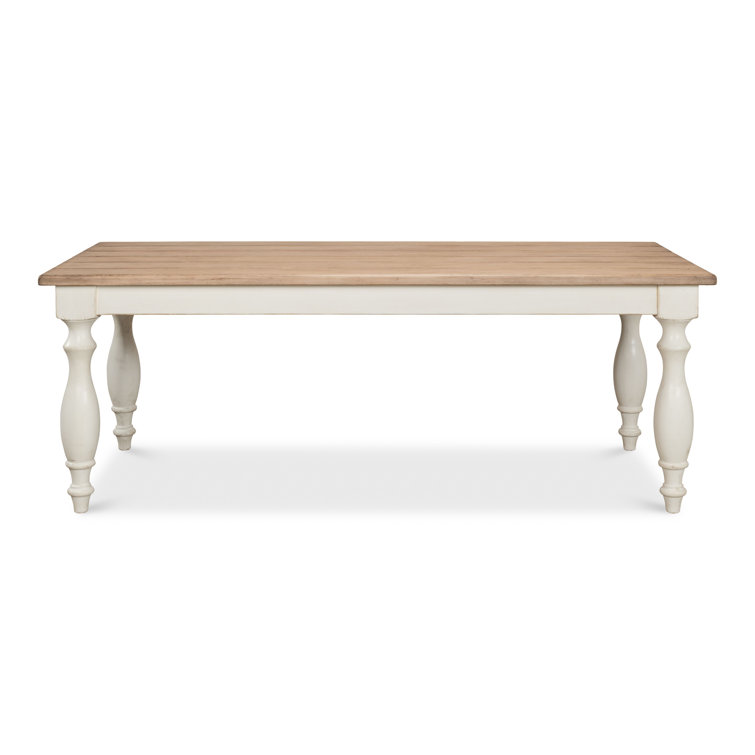Natural Pine and White Farmhouse Rectangular Dining Table