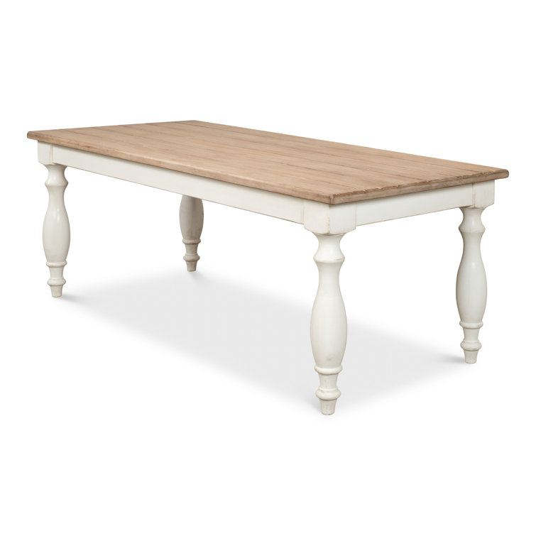 Natural Pine and White Farmhouse Rectangular Dining Table