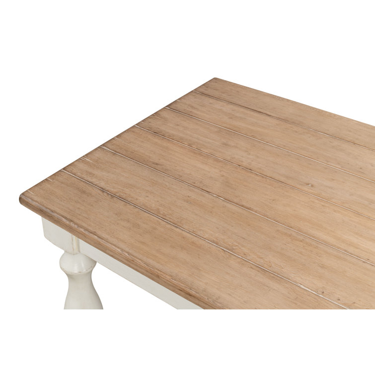 Natural Pine and White Farmhouse Rectangular Dining Table