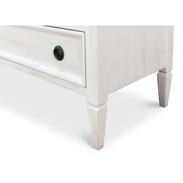 White Solid Wood 3-Drawer Accent Chest with Black Hardware