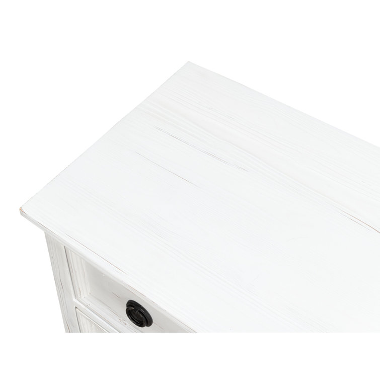 White Solid Wood 3-Drawer Accent Chest with Black Hardware