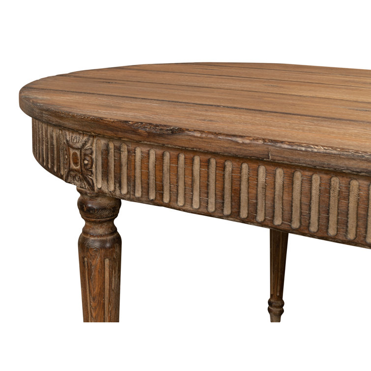 Brown Oval Extendable Wood Dining Table