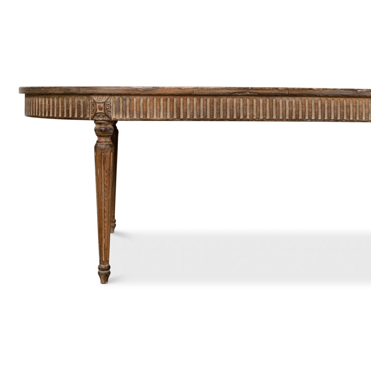 Brown Oval Extendable Wood Dining Table