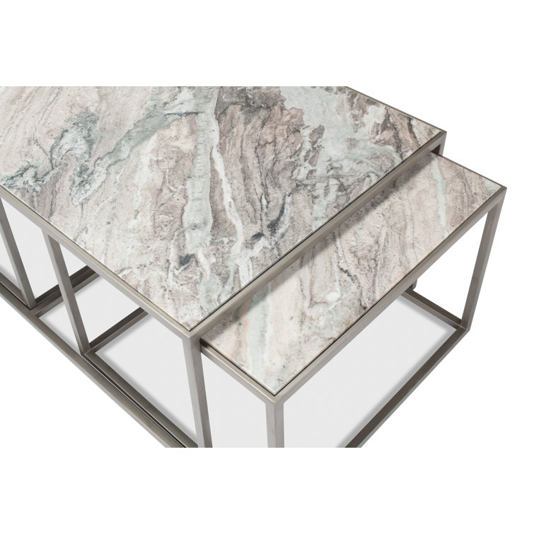 3-Piece Marble Top Nesting Coffee Table Set