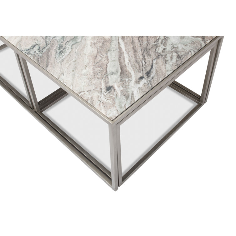 3-Piece Marble Top Nesting Coffee Table Set