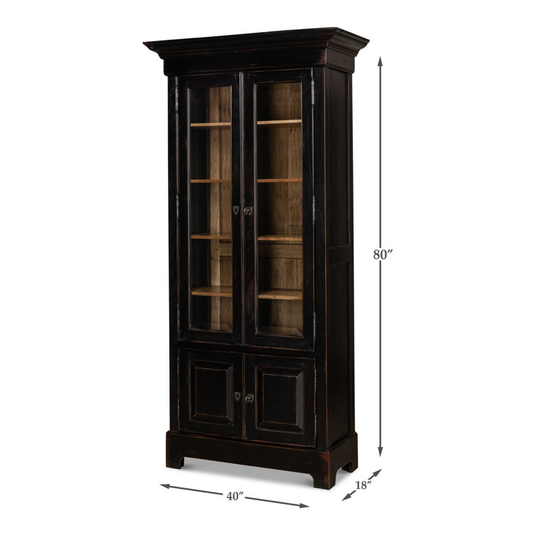 Ebony Black Adjustable Wood Traditional Bookcase