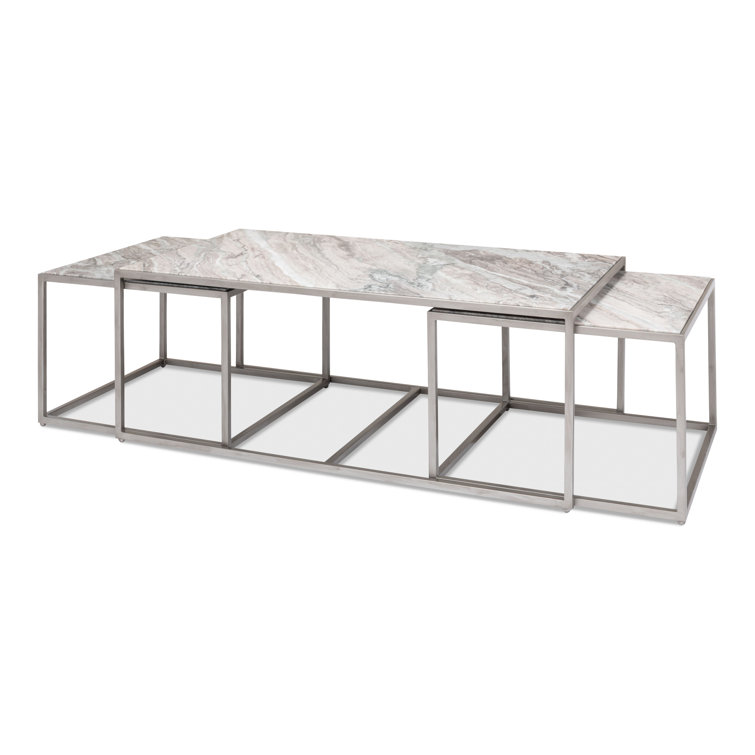 3-Piece Marble Top Nesting Coffee Table Set