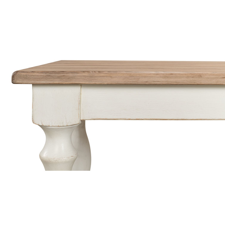 Natural Pine and White Farmhouse Rectangular Dining Table