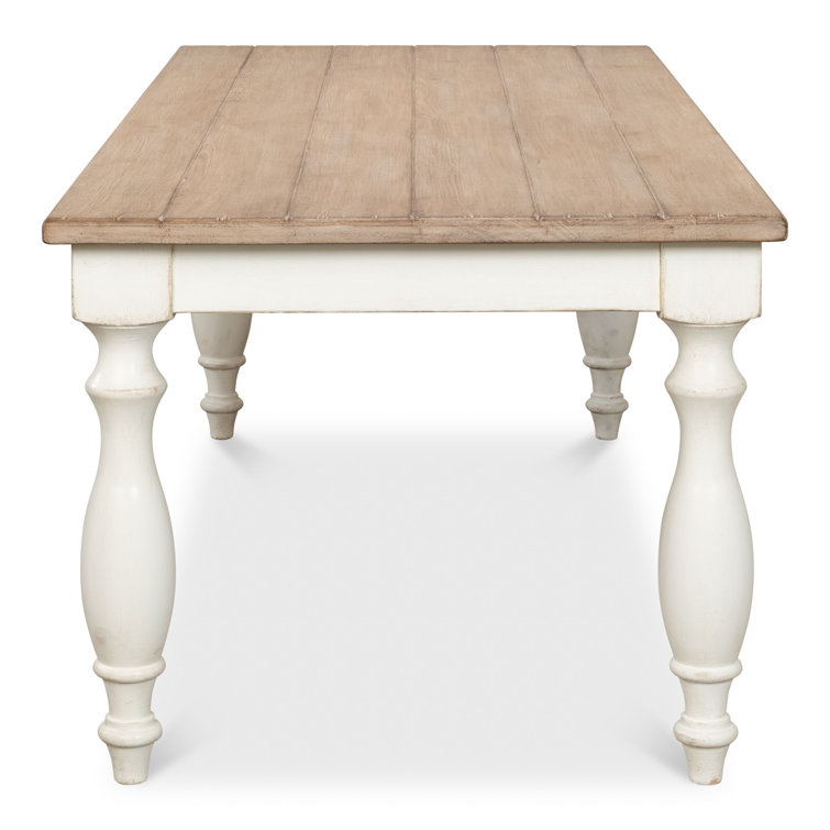 Natural Pine and White Farmhouse Rectangular Dining Table