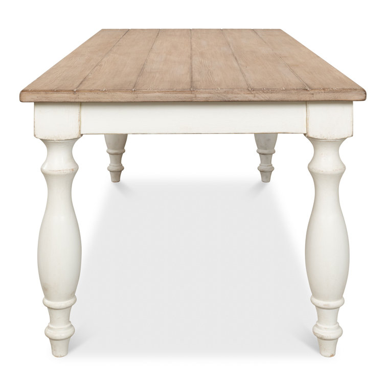 Natural Pine and White Farmhouse Rectangular Dining Table
