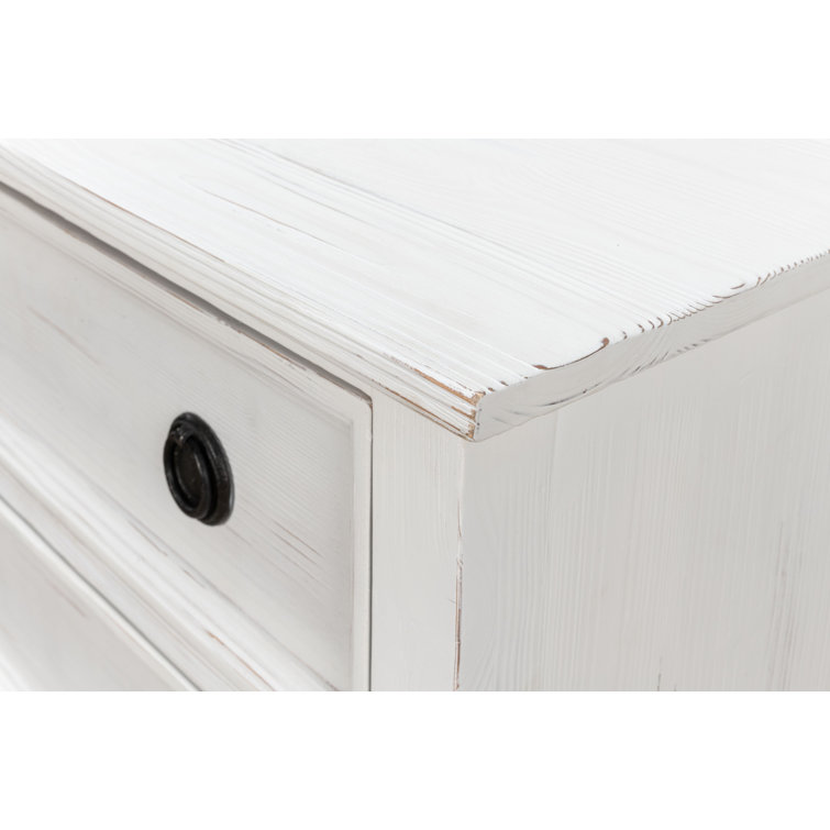 White Solid Wood 3-Drawer Accent Chest with Black Hardware