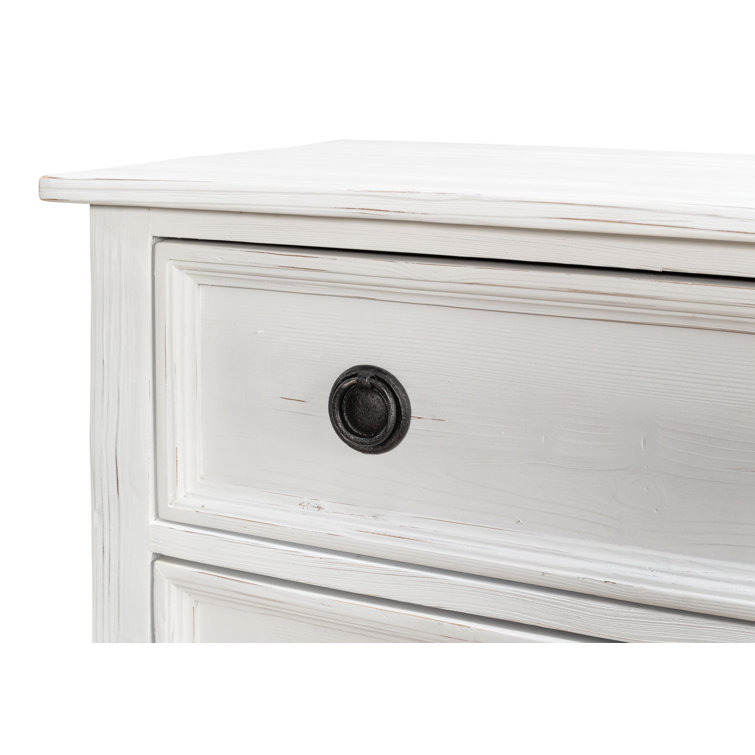 White Solid Wood 3-Drawer Accent Chest with Black Hardware