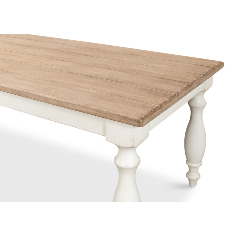 Natural Pine and White Farmhouse Rectangular Dining Table
