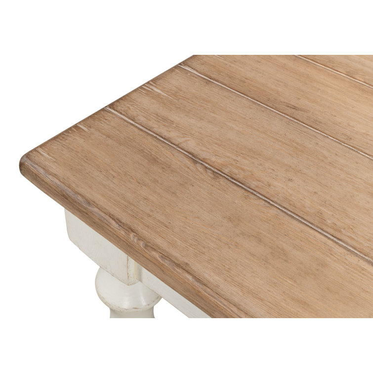 Natural Pine and White Farmhouse Rectangular Dining Table