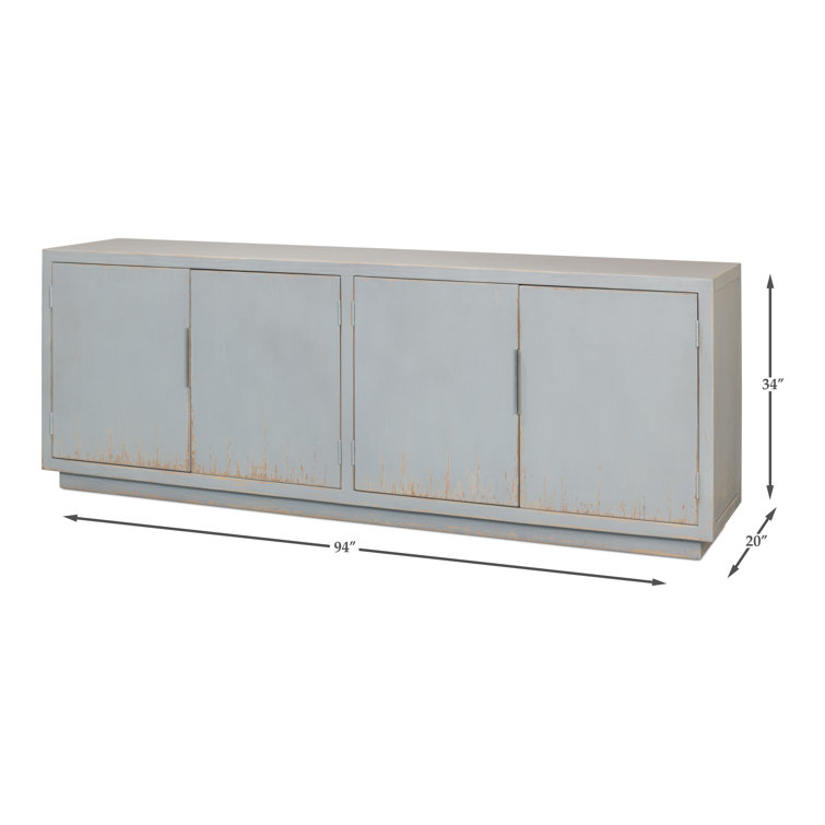 Maldives Eros Blue Reclaimed Oak 4-Door Sideboard