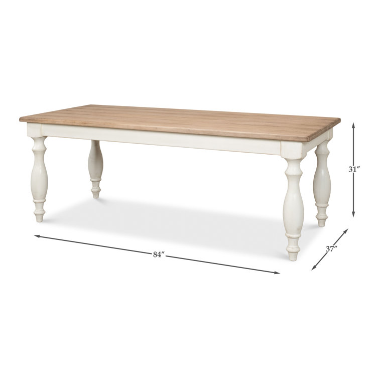 Natural Pine and White Farmhouse Rectangular Dining Table