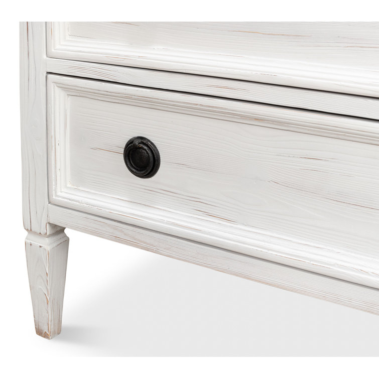 White Solid Wood 3-Drawer Accent Chest with Black Hardware