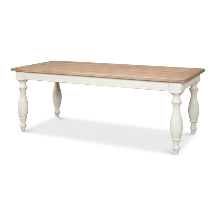 Natural Pine and White Farmhouse Rectangular Dining Table
