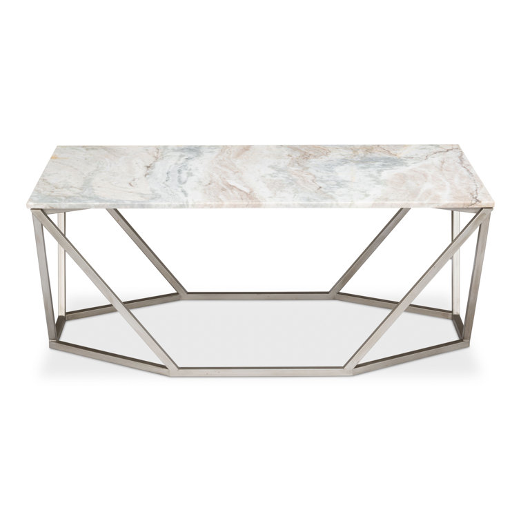 Rectangular Black Marble and Metal Coffee Table