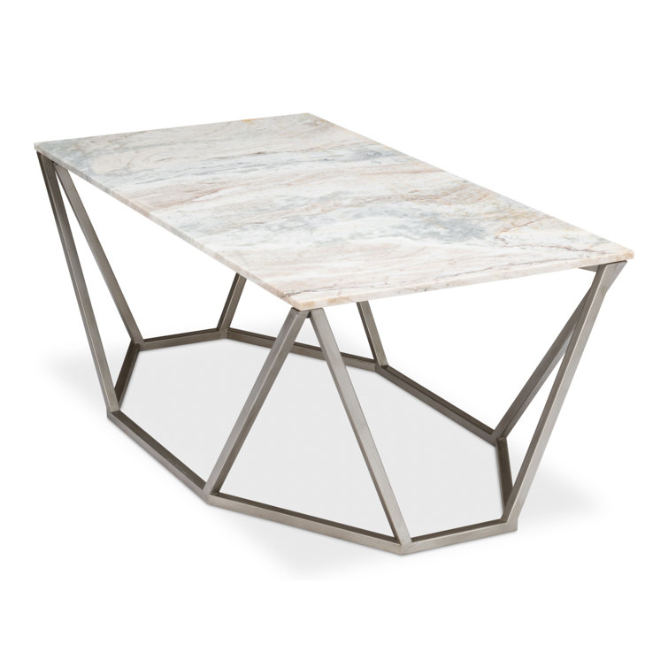 Rectangular Black Marble and Metal Coffee Table