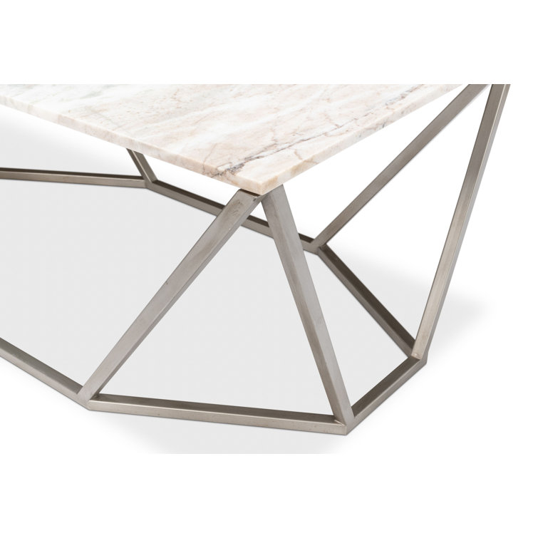 Rectangular Black Marble and Metal Coffee Table