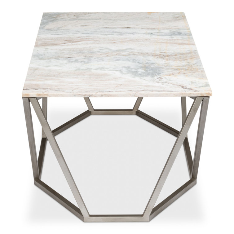 Rectangular Black Marble and Metal Coffee Table