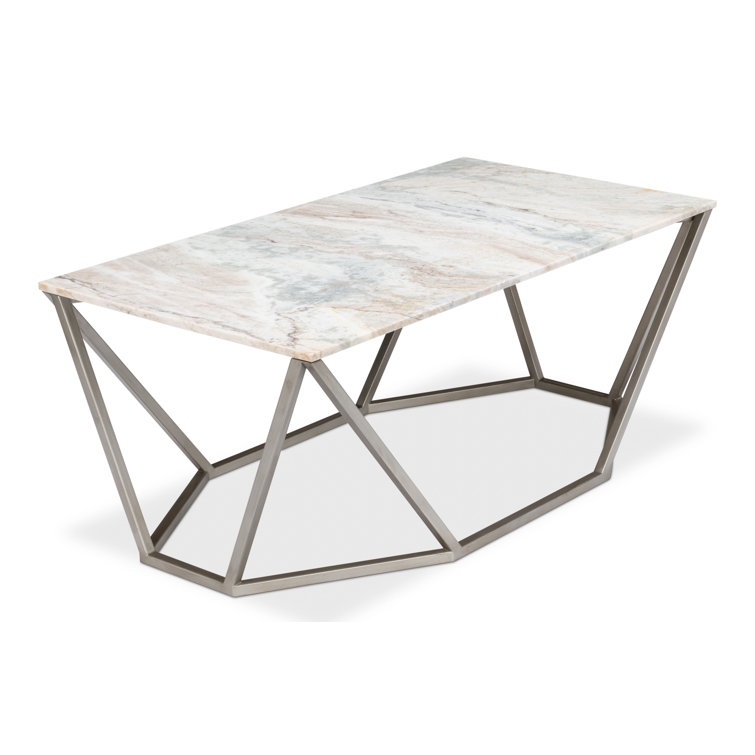 Rectangular Black Marble and Metal Coffee Table