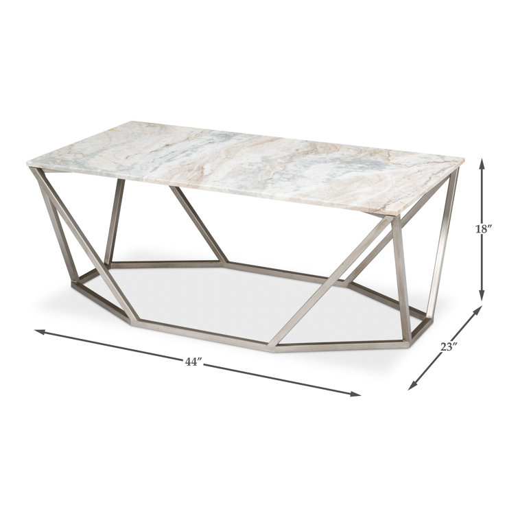 Rectangular Black Marble and Metal Coffee Table