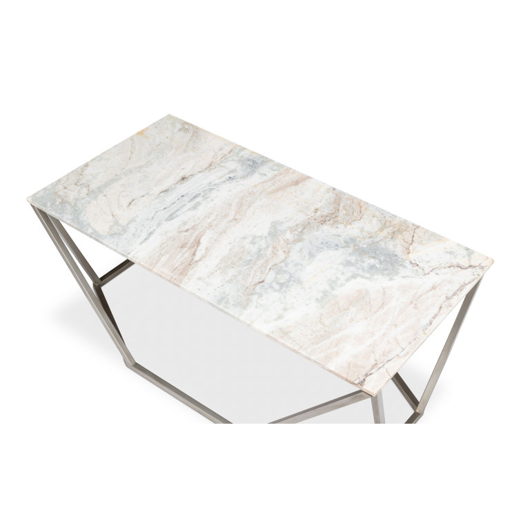 Rectangular Black Marble and Metal Coffee Table