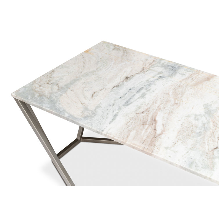 Rectangular Black Marble and Metal Coffee Table