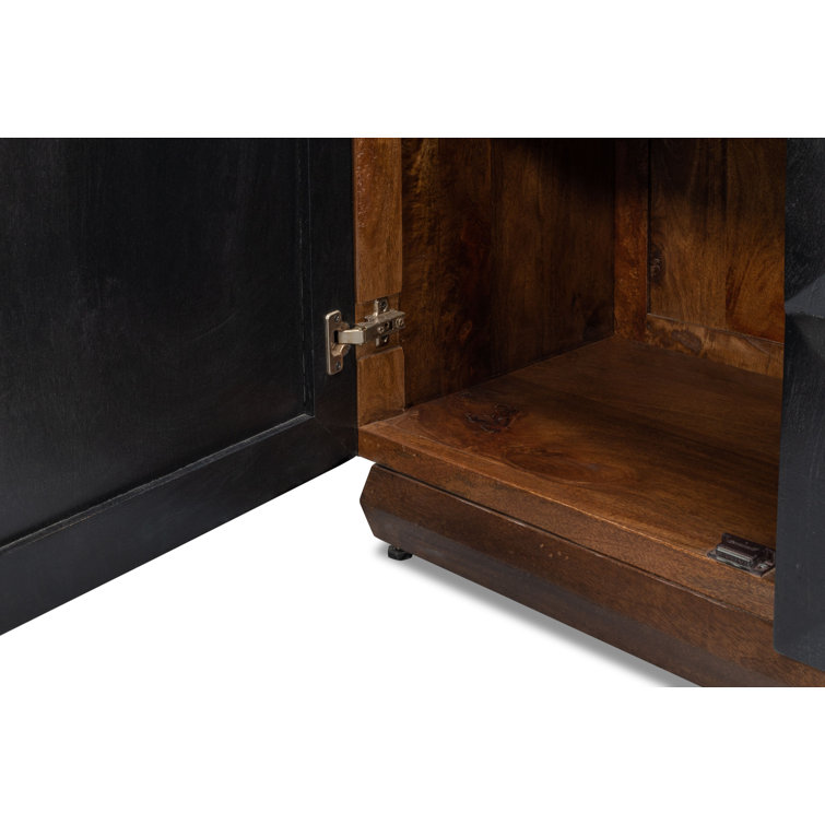 Megan 81'' Black and Brown Solid Wood Sideboard