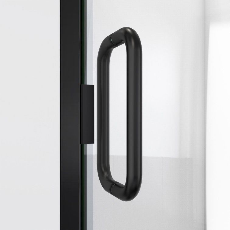 Matte Black and Clear Glass Semi-Frameless Shower Door
