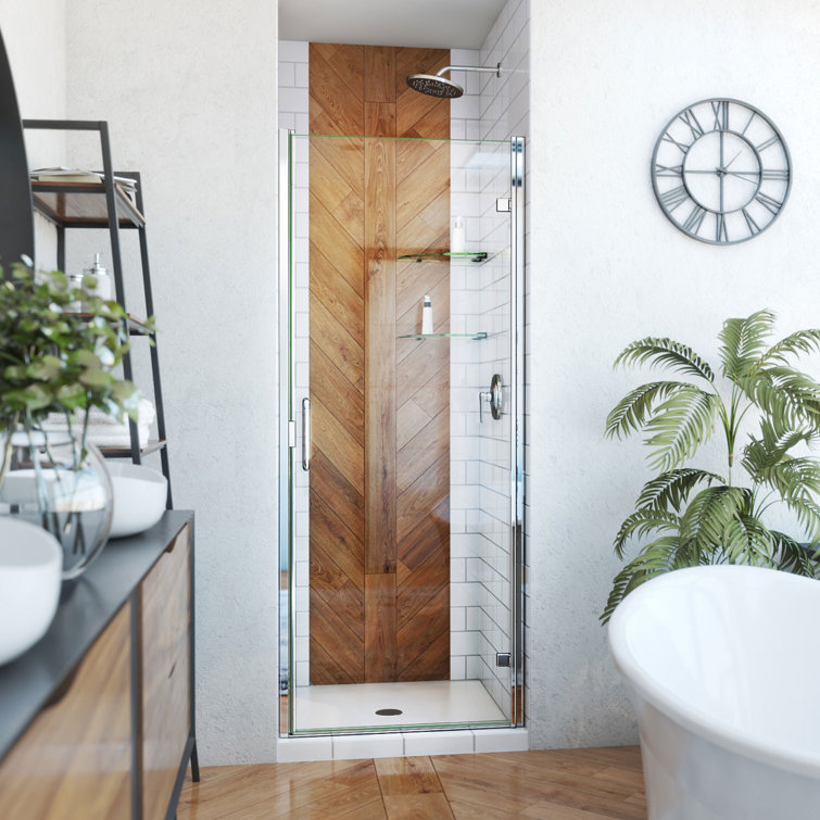 Chrome Semi-Frameless Swing Shower Door with Clear Glass