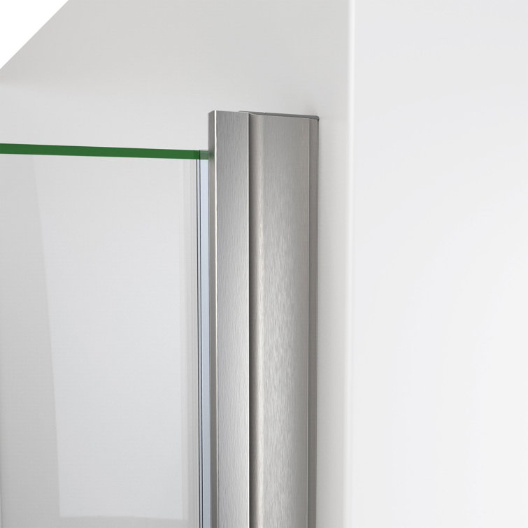 Brushed Nickel Semi-Frameless Hinged Shower Door with Clear Glass