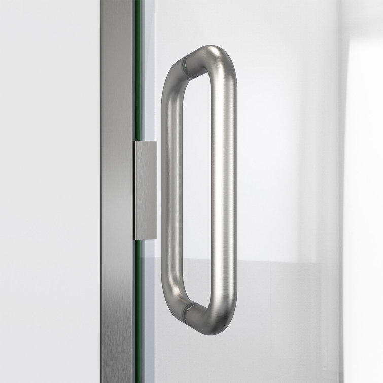 Brushed Nickel Semi-Frameless Hinged Shower Door with Clear Glass