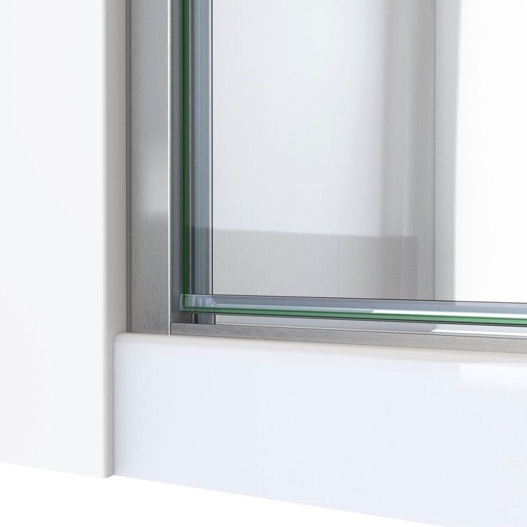 Brushed Nickel Semi-Frameless Hinged Shower Door with Clear Glass