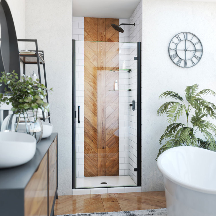 Matte Black and Clear Glass Semi-Frameless Shower Door