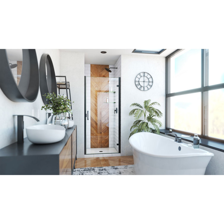 Matte Black and Clear Glass Semi-Frameless Shower Door