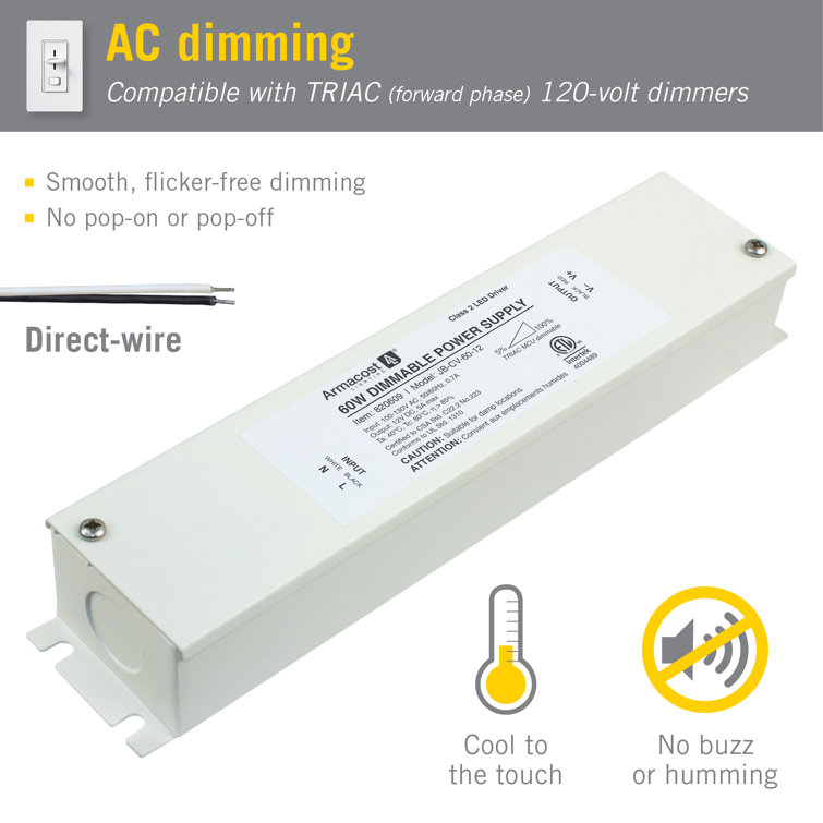 60W White Metal Dimmable LED Power Supply with Enclosure